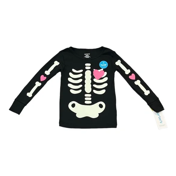 Carters Halloween Baby Infant Girls‎ Skeleton Pajama Set Size 12-24 Months Black - Picture 11 of 12